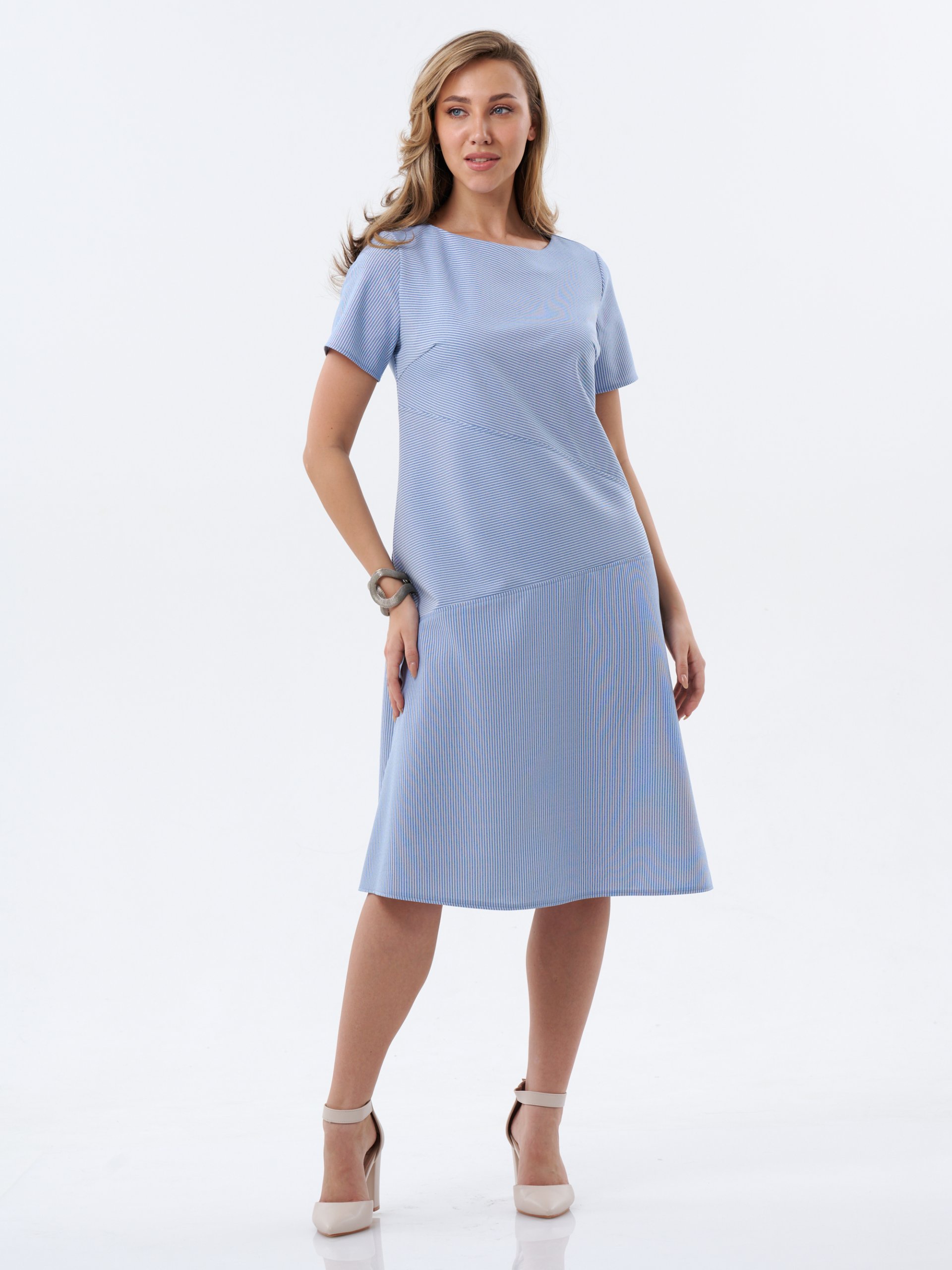 Платье в полоску синее