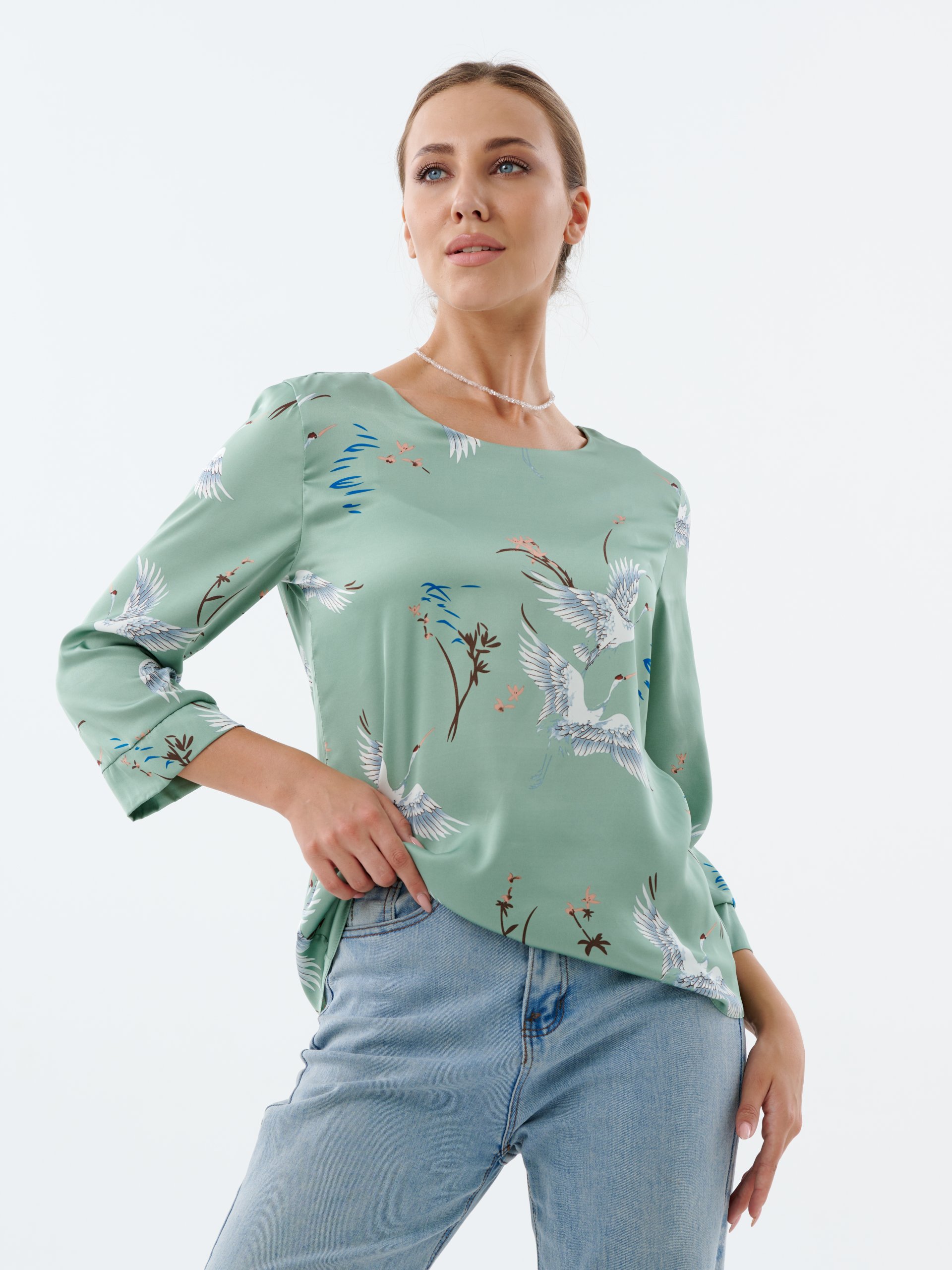 Блузка принтованная мята